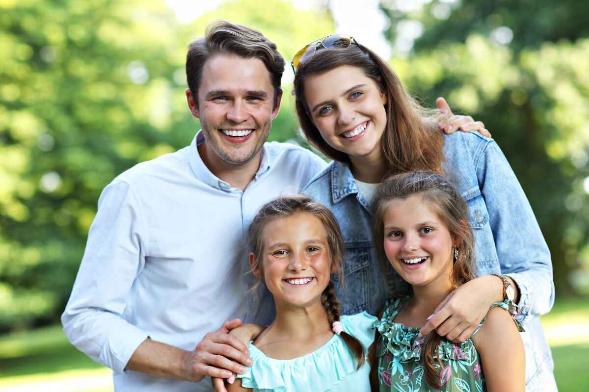 family smiling after visiting a dental practice for dental care family smiling after visiting a dental practice for dental care