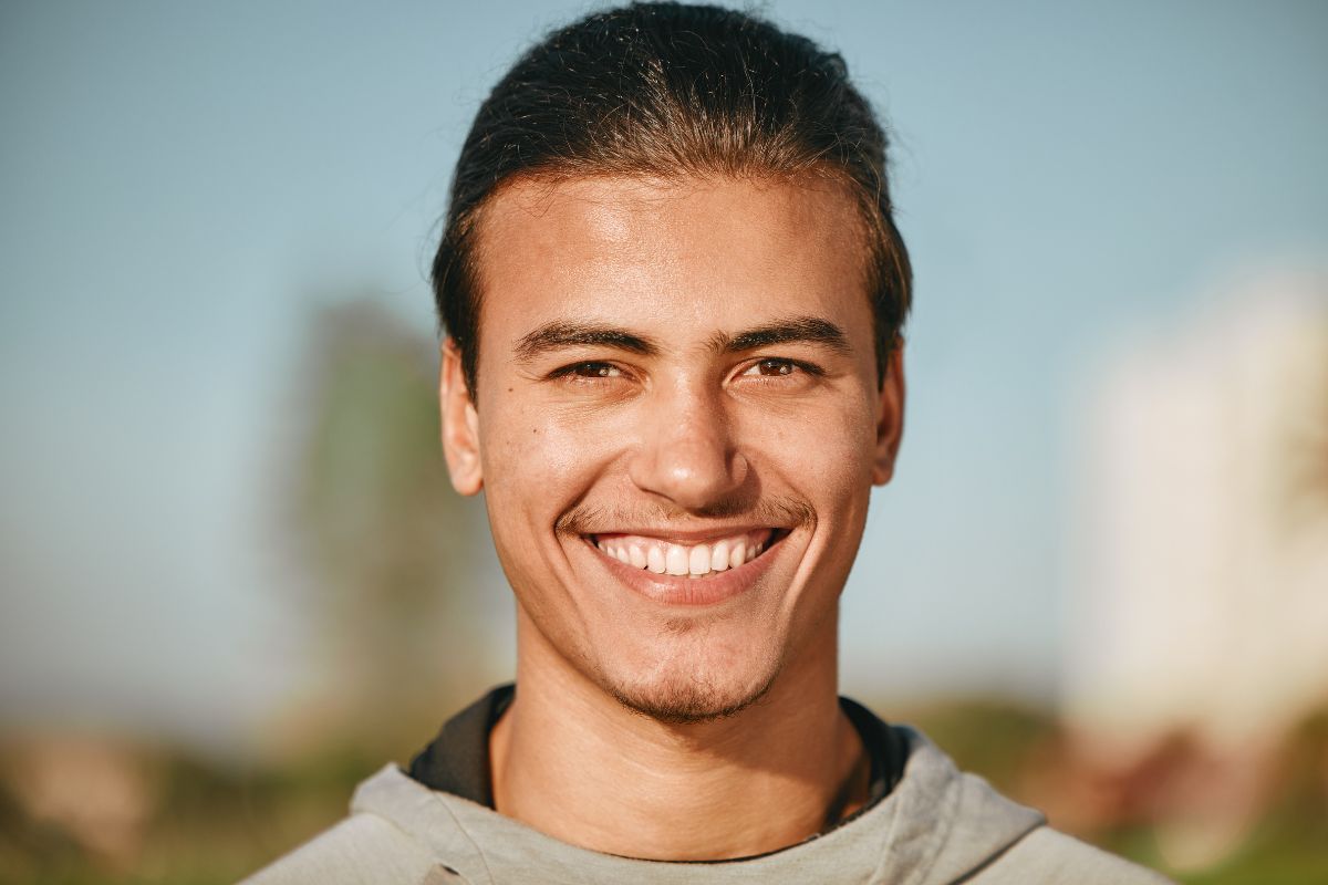 man smiling after teeth whitening man smiling after teeth whitening